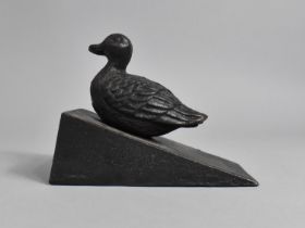 A Modern Cast Iron Doorstop Decorated with Duck, 14cms Long