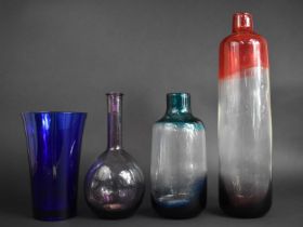 A Collection of Studio Glass to Comprise Two Tri Coloured Pols Potten Art Glass Vases of Bottle form
