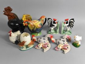 A Collection of Various Cockerel and Chicken Ceramics to Comprise "Rooster" Teapot, Jug, Price