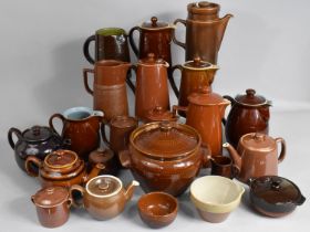 A Large Collection of Various Brown Glazed Teapots to Include Examples by Denby, Langley etc