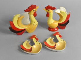 A Collection of c.1960's Holt Howard Rooster China to Comprise Two Dishes, Vase and Holder