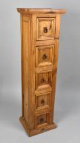 A Modern Far Eastern Five Drawer Narrow Kitchen Chest, 32cms Wide and 120cms HIgh