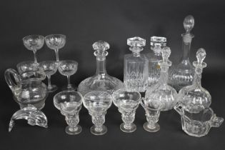 A Collection of 19th and 20th Century Glass to Comprise Set of Four Victorian Custard Glasses,