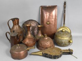 A Collection of Various Metalwares to Comprise Copper Lid, Ewers etc