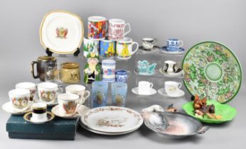 A Collection of Various Ceramics to Comprise Coronation Commemorative Wares, Leaf Plate, Coffee Cans