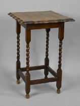 A Mid 20th Century Oak Barley Twist Square Topped Occasional Table, 45cms, Top Water Damaged