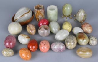 A Collection of Various Polished Stone and Onyx Eggs