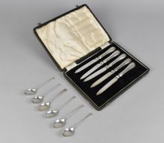 A Cased Set of Silver Handled Fruit Knives, Sheffield Hallmark (Missing One) Together with a Set