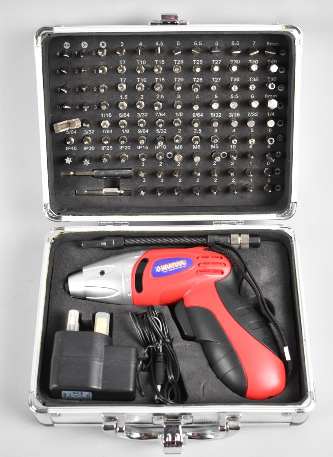 A Modern Duratool Electric Screwdriver with Interchangeable Heads together with a Cased Set of Drill - Image 2 of 2