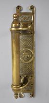 A Late 19th/Early 20th Century Brass Door Handle, Floral Decoration, 31cms High