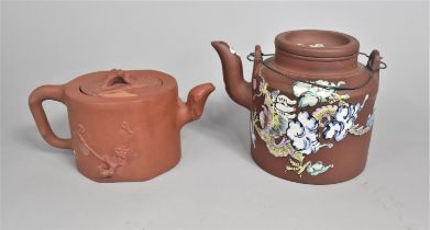 A Chinese Yixing Teapot of Stylised Design and Decoration in Relief, Condition Issues to Include