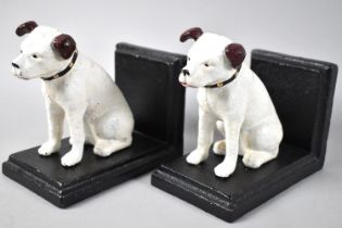 A Pair of Reproduction Cast Metal Bookends in the Form of HMV Dogs, 12cms High (Plus VAT)