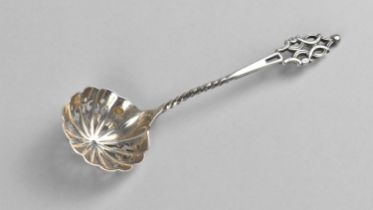 A Georgian Silver Sifter Spoon with Pierced Bowl and Finial