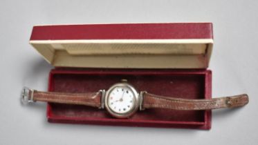 A Silver Cased Wrist Watch with White Enamel Dial and Roman Numerals, Presentation Inscription to