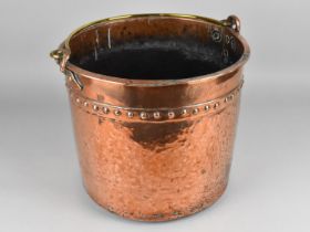 A 19th Century Copper Coal Bucket with Brass Loop Handle, Border Inscribed S Hortons (or Similar)