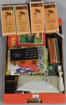 A Box Containing Various Sundries to include Part Set Subbuteo table Rugby Players, Legal Documents,