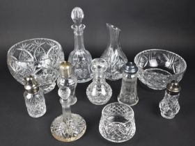 A Collection of Various Cut Glass to Include Large Bowls, Decanter, Sifters etc