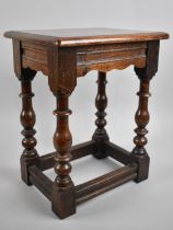 A Mid 20th Century oak Rectangular topped Stool, 30cms Wide