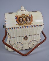 A George V Novelty Biscuit Barrel in the Form of a Caravan by Coronet Ware, 18cms Wide