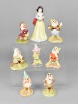 Eight Royal Doulton Snow White and the Seven Dwarfs Figures, with Boxes