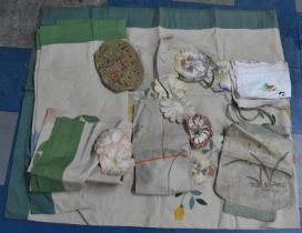 A Box of Various Vintage Textiles, Linens etc