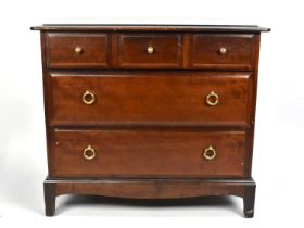 A Stag Mahogany Bedroom Chest of Three Short and Two Long Drawers, 82cms Wide