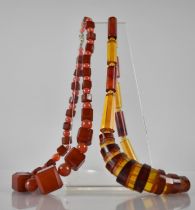 Two Vintage Bakelite Necklaces Comprising Faceted and Plain Conical Beads and Slices, 45cm Long,