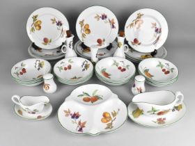 A Collection of Royal Worcester Evesham Vale Dinnerwares to Comprise Plates, Bowls. Cruets, Sauce