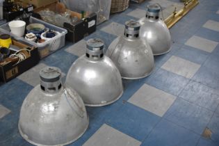 A Set of Four Vintage Industrial Pendant Light Fittings