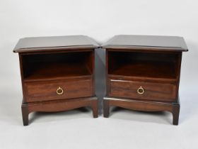 A Pair of Stag Mahogany Bedside Tables with Base Drawers, Each 52.5cms Wide