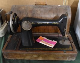 A Vintage Manual Singer Sewing Machine, Movement Seized and In Need of Attention