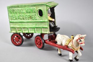 A Reproduction Cold Painted Cast Metal American Toy, Horse Pulling Brook Bond Tea and Coffee