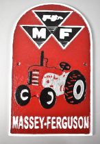 A Reproduction Cold Painted Cast Metal Sign for Massey Ferguson, 29.5cms by 18cms Plus VAT