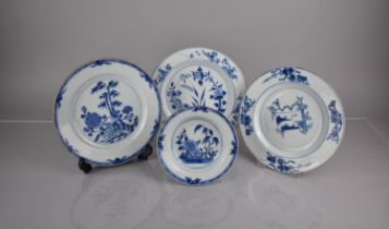 A Collection Of 18th Century Qing Period Blue and White Chinese Porcelain Plates to Comprise One