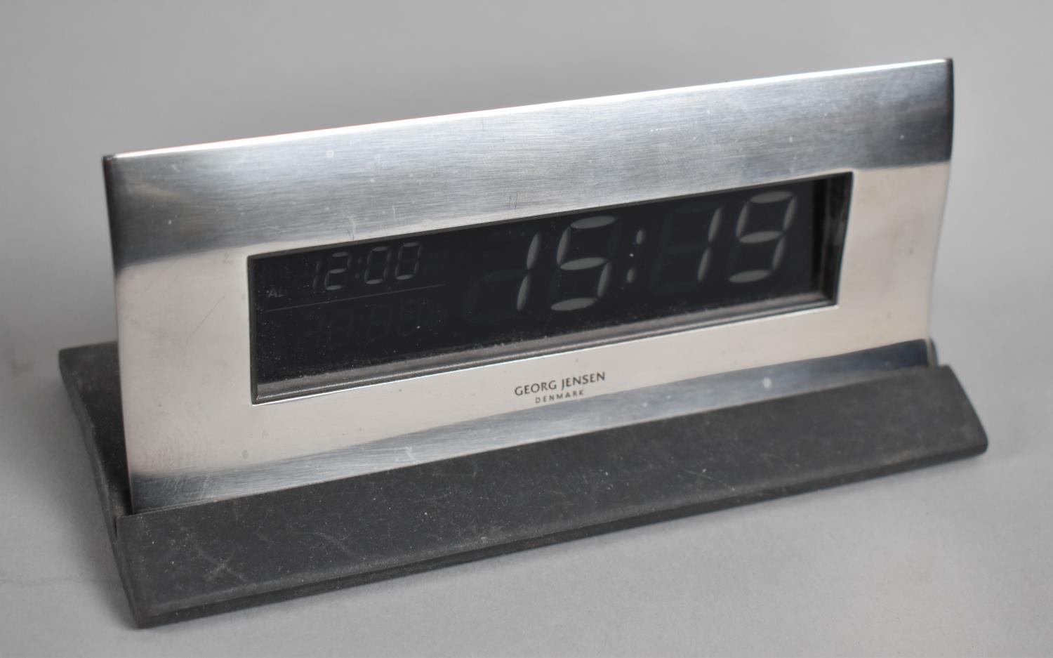A Modern Desktop Digital Clock by Georg Jensen, 16cms Wide
