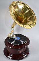 A Reproduction Wind Up Gramophone with Brass Horn