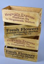 Two Pairs of Miniature Reproduction Boxes for Hogwarts Express and Fresh Flowers Covent Garden