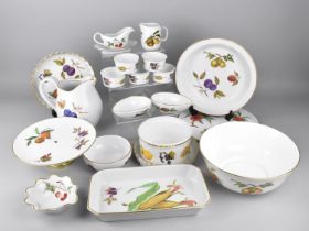 A Collection of Royal Worcester Evesham to Comprise Dishes, Tazza, Jug, Ramekins, Large Bowl etc