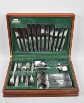 A 1970s Canteen of Viners Chelsea Pattern Stainless Steel Knives Forks and Spoons