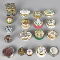 A Collection of Various Enamelled Boxes by Bilston, Halcyon Days Etc