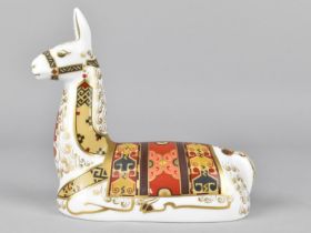 A Royal Crown Derby Paperweight, Llama, Gold Button