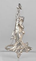 A Metal Brooch in the Art Nouveau Style having Maiden Motif, 9cm high