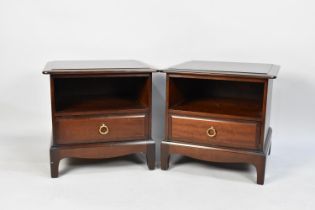 A Pair of Stag Mahogany Bedside Tables with Base Drawers, Each 52cms Wide and 50cms High