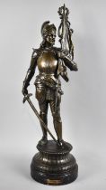 A French Bronzed Spelter Study of a Classical Warrior in Armour with Standard, "L'Honneur", 59cms