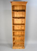 A Modern Pine Narrow Six Shelf Open Bookcase, 60cms Wide and 198cms High