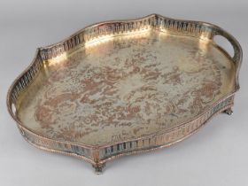 An Early 20th Century Shellfied Plated Galleried Two Handled Tray with Pierced Border and Scrolled