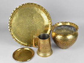 A Collection of Indian Brasswares to include Tankard, Wavy Rimmed Planter, Tray Etc