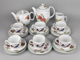 A Royal Worcester Evesham Vale Tea Set to Comprise Six Cups, Saucers, Side Plates, Teapots and a Jug