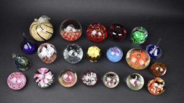 A Collection of Various Glass Paperweights, Twenty-two in Total