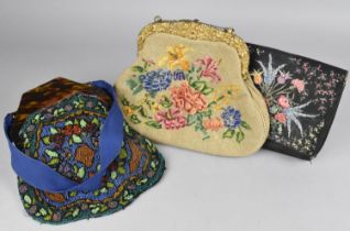 Two Embroidered and One Beadwork Bags and Purses